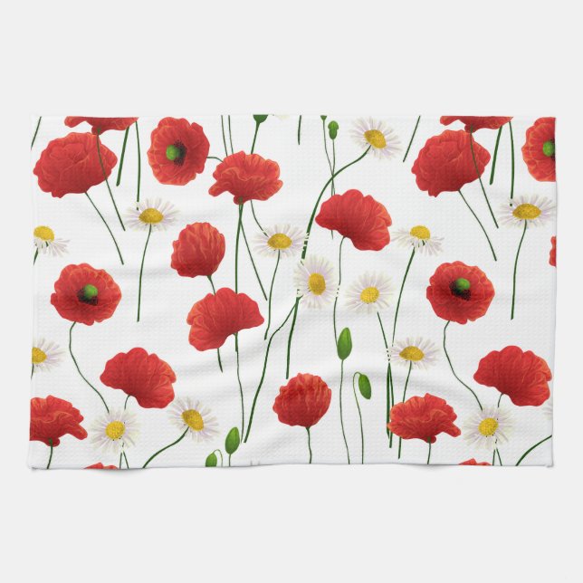 Paprika och daisy kökshandduk (Horisontell)