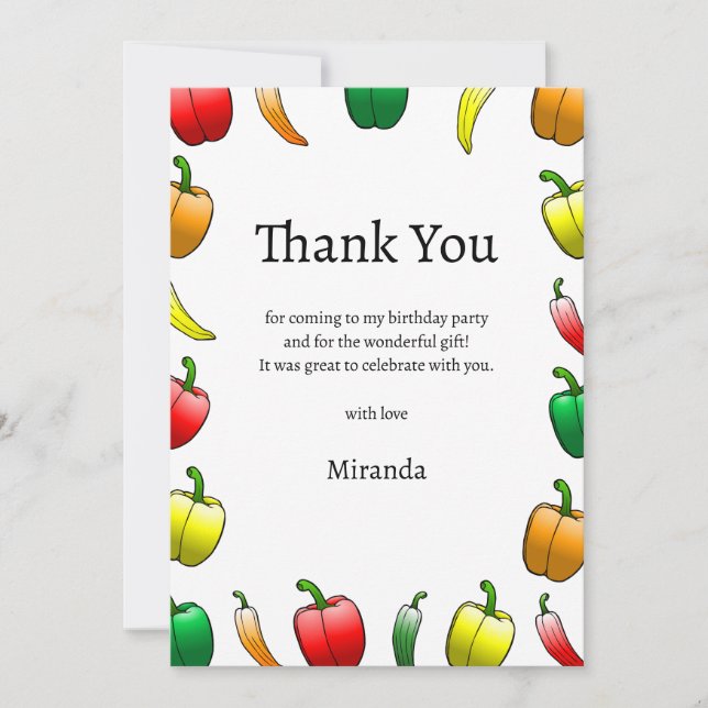Paprika och långpaprika tack kort (Framsida)