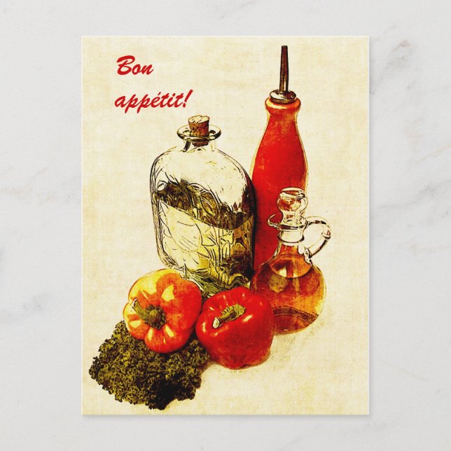 Paprika och olja Blåapetitkort Vykort (Framsida)