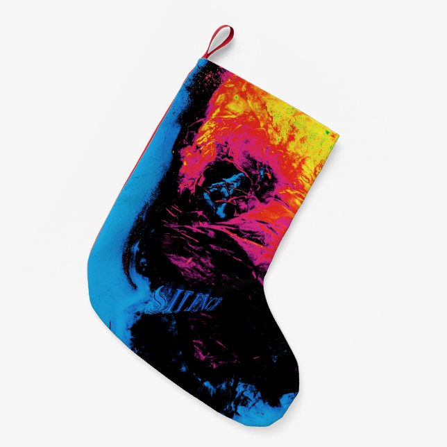 Paprika och plast, silvrade liten julstrumpa (Framsidan (Hängande))