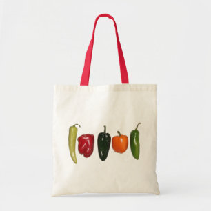 Paprika på en rad tygkasse