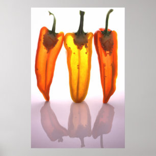 Paprika på halva vägen med ljus genom dem poster