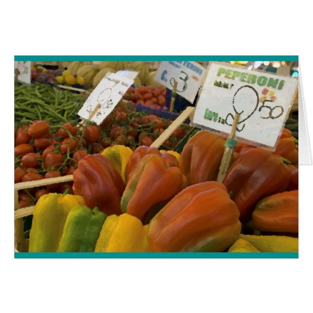 Paprika på Rialto Market, Venedig, Italien. Hälsningskort (Framsidan Horizontal)