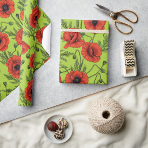 Paprika, rött och grönt på kalkgrönt presentpapper
