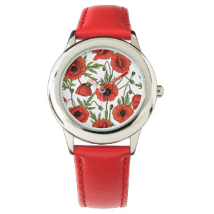 Paprika, rött och grönt på vitt armbandsur