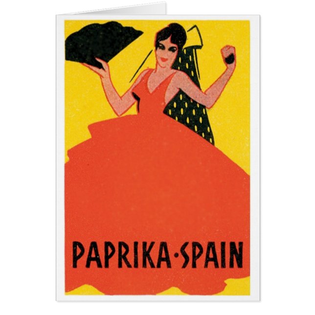 Paprika Spain Vintage Label Hälsningskort (Framsidan)