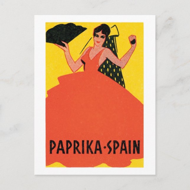 Paprika Spanien Vintageetikett Vykort (Framsida)
