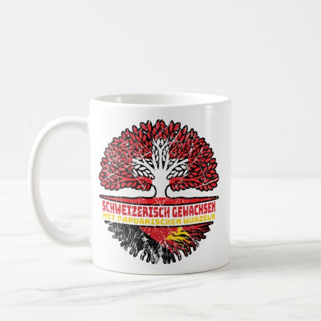 Papua-Neuguinea Papuanisch Schweizer Schweiz Baum Kaffemugg (Vänster)