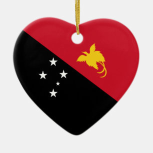 Papua-new Guinea flaggahjärta Julgransprydnad Keramik