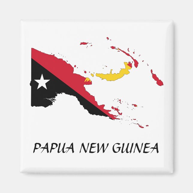 Papua NewGuine Flagga Karta Magnet (Framsidan)