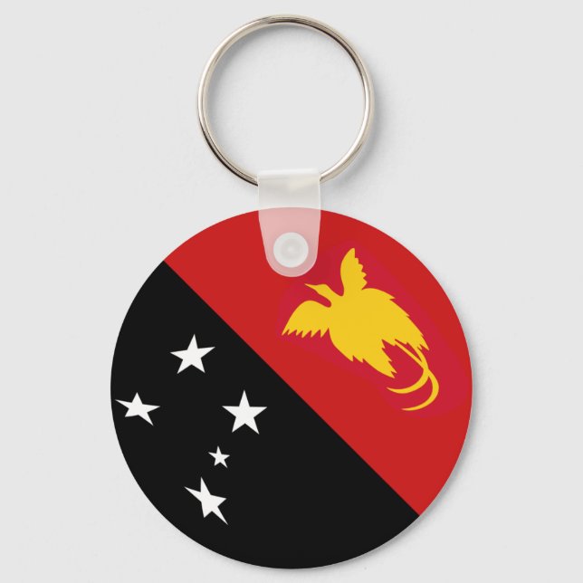 Papua Nya Guinea Fisheye Flagga Keychain Nyckelring (Framsida)