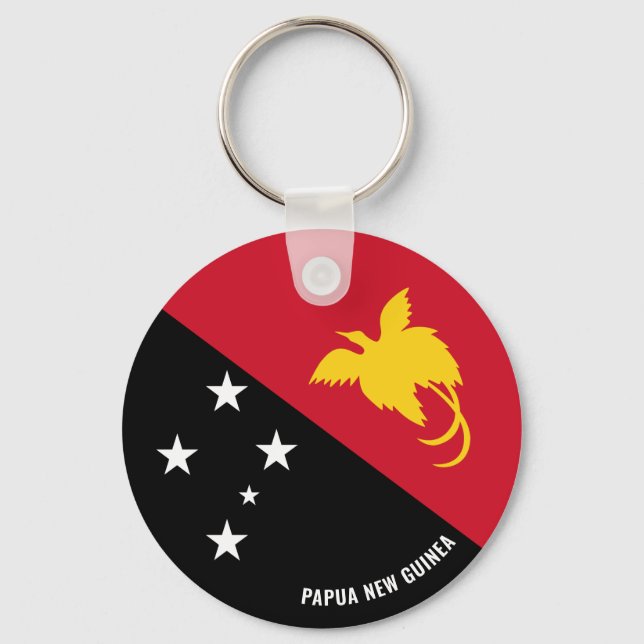 Papua Nya Guinea Flagga Charming Patriotic Nyckelring (Framsida)