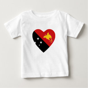 Papua Nya Guinea Flagga Heart T-Shirt