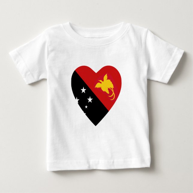Papua Nya Guinea Flagga Heart T-Shirt (Framsida)