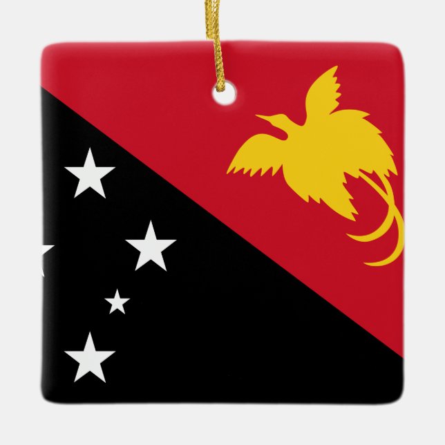 Papua Nya Guinea Flagga Julgransprydnad Keramik (Framsida)