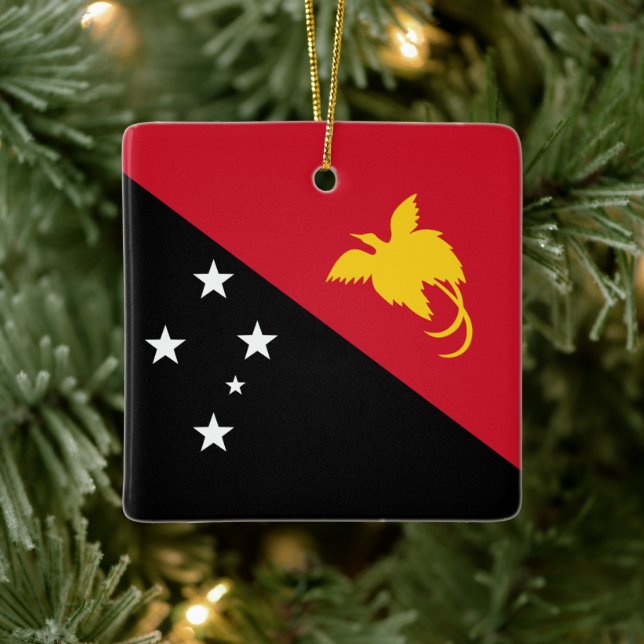 Papua Nya Guinea Flagga Julgransprydnad Keramik (Träd)