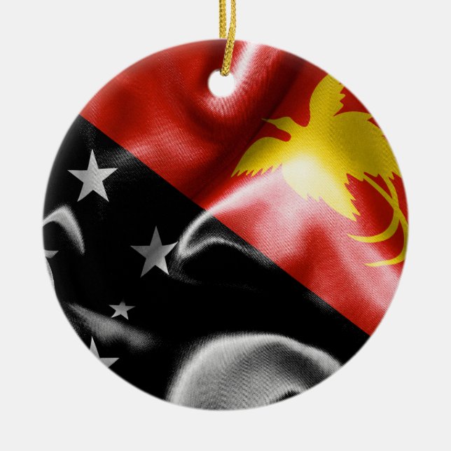 Papua Nya Guinea-Flagga julprydnad Julgransprydnad Keramik (Framsidan)