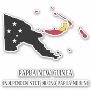 Papua Nya Guinea Flagga Karta Klistermärken
