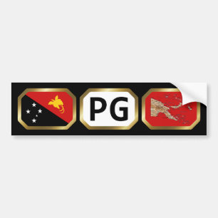 Papua Nya Guinea Flagga Karta-kod Bumper Sticker Bildekal