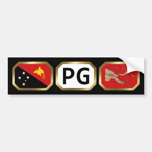 Papua Nya Guinea Flagga Karta-kod Bumper Sticker Bildekal (Framsidan)