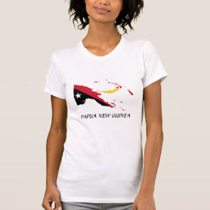 Papua Nya Guinea Flagga Karta T Shirt