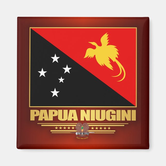 Papua Nya Guinea Flagga Magnet (Framsidan)