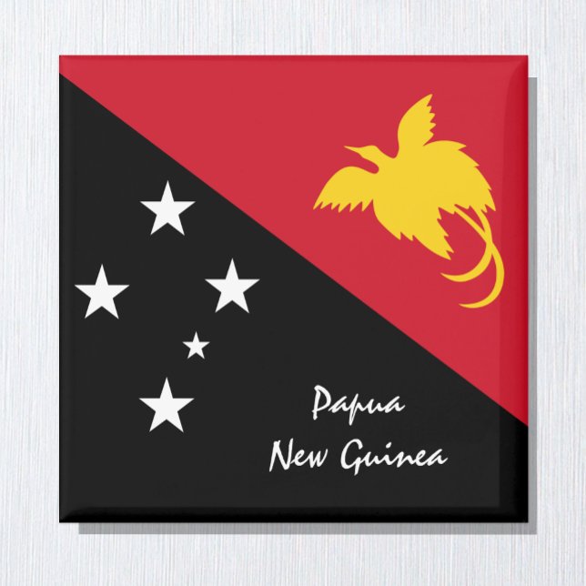 Papua Nya Guinea flagga och Oceanien helgdag/sport Magnet (Skapare uppladdad)