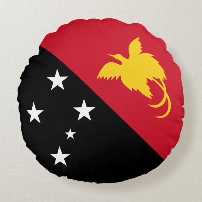Papua Nya Guinea Flagga Rund Kudde (Framsidan)