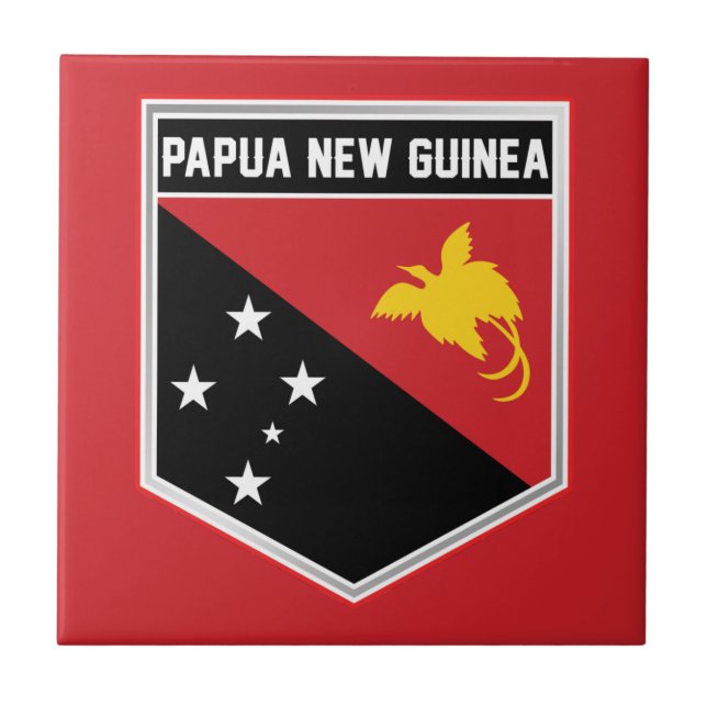 Papua Nya Guinea Flagga Shield Kakelplatta (Framsidan)