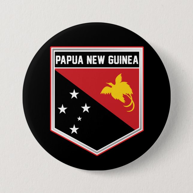 Papua Nya Guinea Flagga Shield Knapp (Framsida)