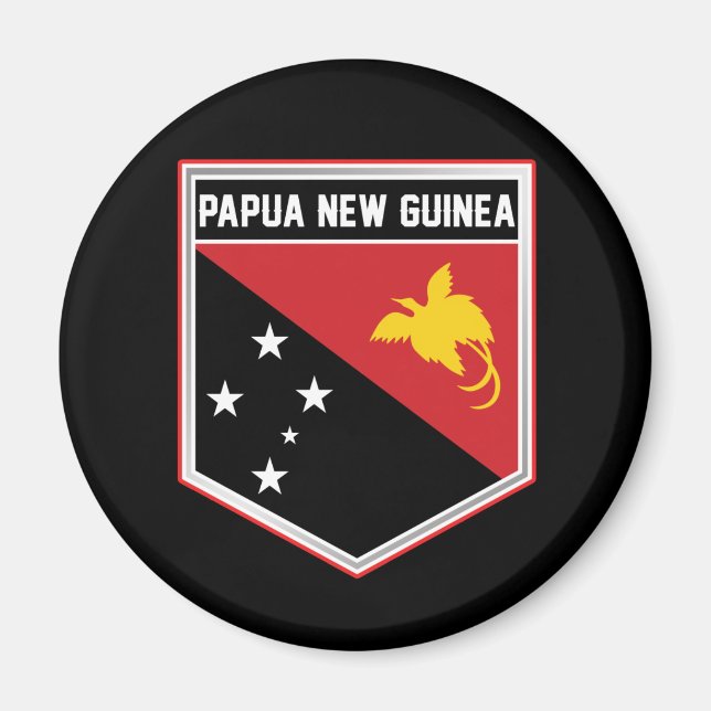 Papua Nya Guinea Flagga Shield Magnet (Framsidan)