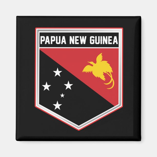 Papua Nya Guinea Flagga Shield Magnet (Framsidan)