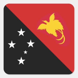 Papua Nya Guinea Flagga Sticker Fyrkantigt Klistermärke