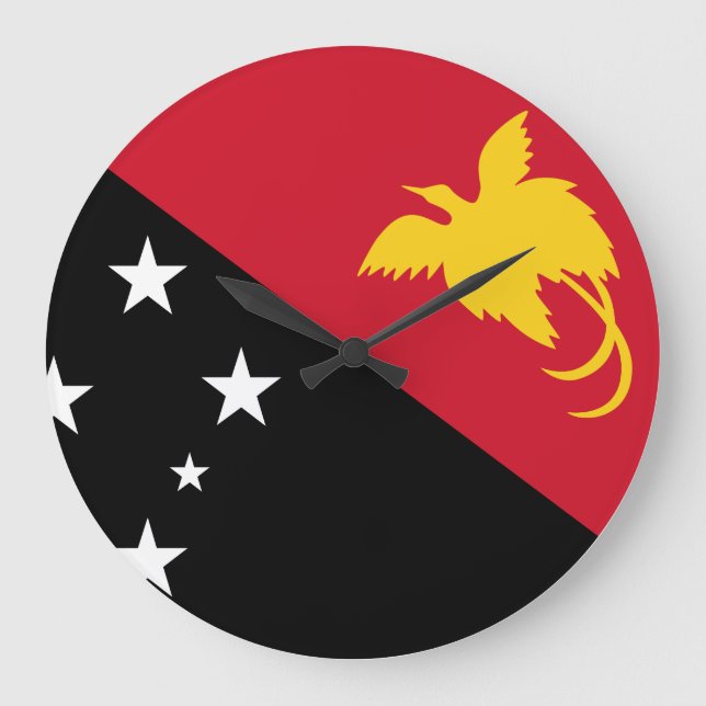 Papua Nya Guinea Flagga Stor Klocka (Framsida)