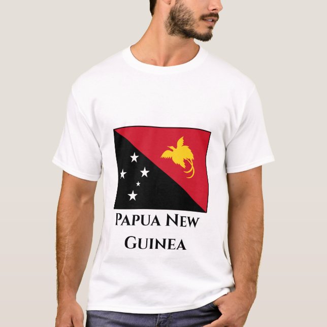 Papua Nya Guinea Flagga T Shirt (Framsida)