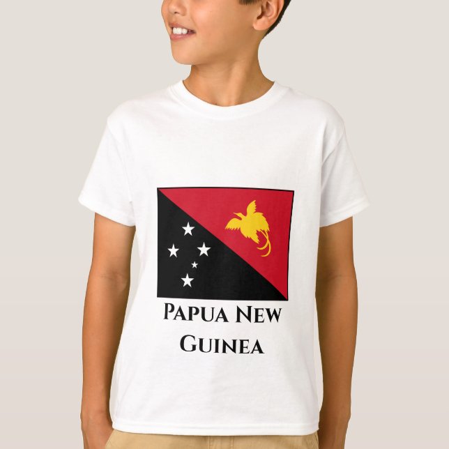 Papua Nya Guinea Flagga T Shirt (Framsida)