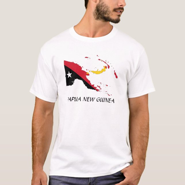 Papua Nya Guinea flaggakarta Tee (Framsida)