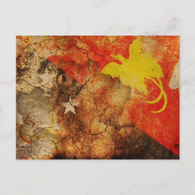 Papua Nya Guinea Grunge Flagga Postcard Vykort (Framsida)