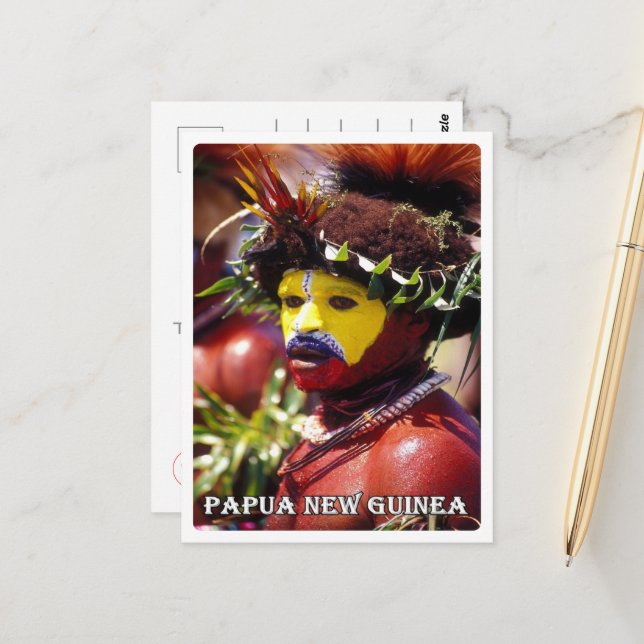 Papua Nya Guinea - Huli Wigman - Vykort (Fram/Back In Situ)