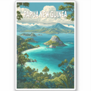 Papua Nya Guinea Illustration Resa Konst Vintage Klistermärken