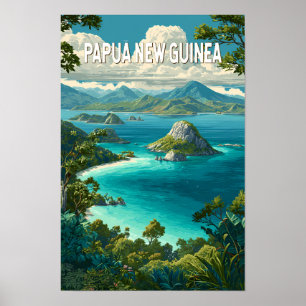 Papua Nya Guinea Illustration Resa Konst Vintage Poster