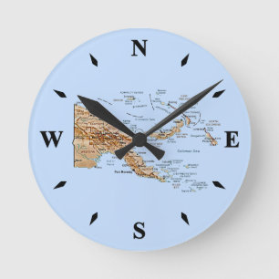 Papua Nya Guinea Karta Clock Rund Klocka