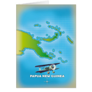 Papua Nya Guinea karta. Hälsningskort