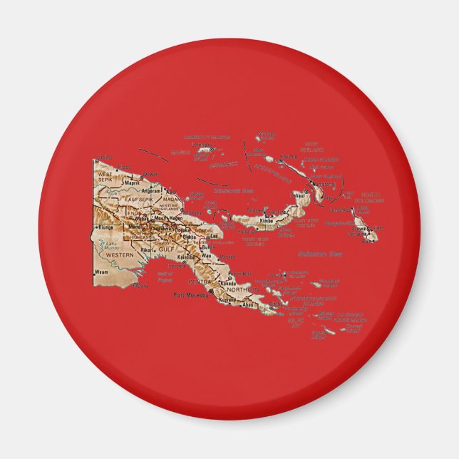 Papua Nya Guinea Karta Magnet (Framsidan)