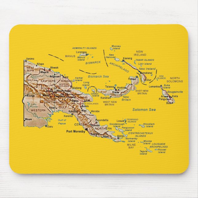 Papua Nya Guinea karta Mousepad Musmatta (Framsidan)