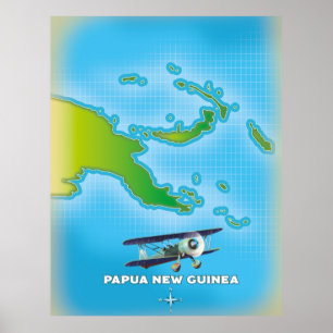 Papua Nya Guinea karta. Poster