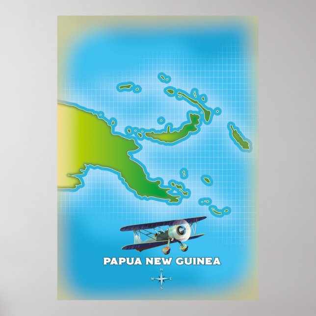 papua nya guinea karta. poster (Framsidan)