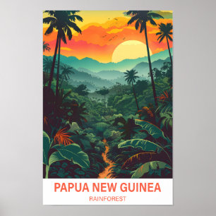 Papua Nya Guinea Rainforest Illustration Travel Poster
