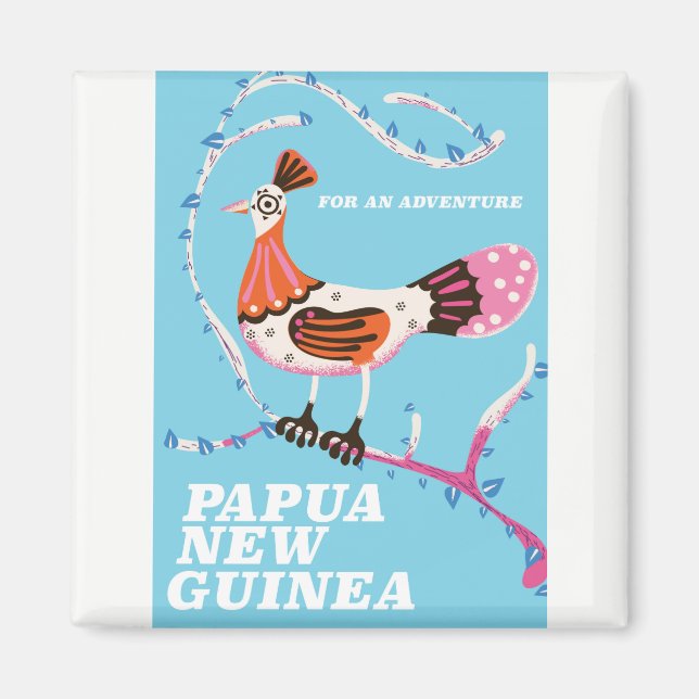 Papua Nya Guinea Resaaffisch Magnet (Framsidan)