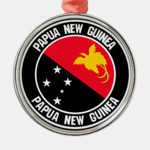 Papua Nya Guinea Round Emblem Julgransprydnad Metall